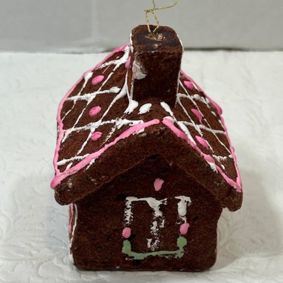 Vintage Gingerbread House Flocked Styrofoam Ornament Made In Japan 50's - Picture 3 of 12